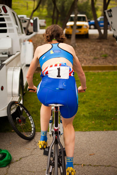 Georgia Gould warms up on the trainer. Who's number one!